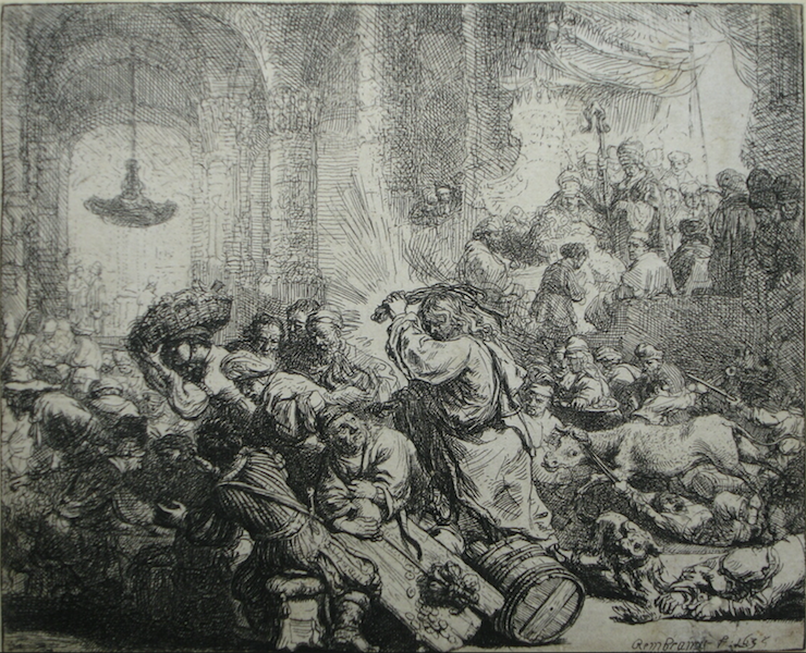 Christ driving the merchants out of the temple by Rembrandt